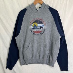 Vintage Jerzees Raglan Hoodie Sweatshirt XL Going ToThe Sun Glacier Park Montana